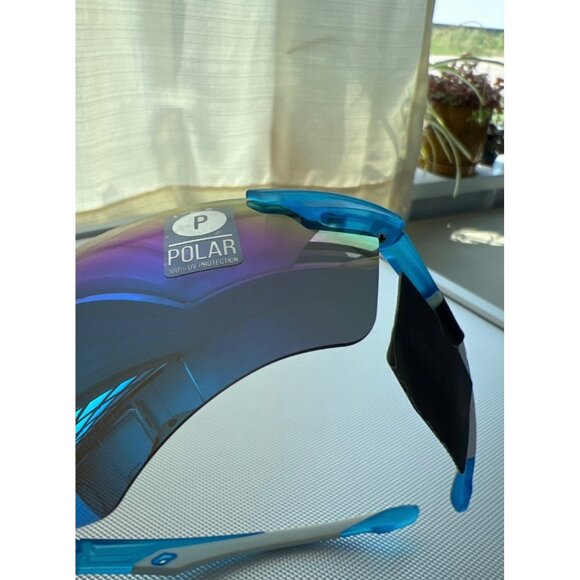 Kreedom Polarized Sports Sunglasses Blue Frame UVProtection Wraparound Style NEW - Picture 6 of 7